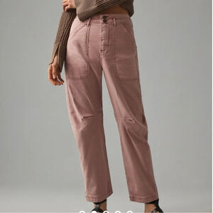 Anthropologie Pilcro Knee-Tuck Barrel Jeans Mauve Pink